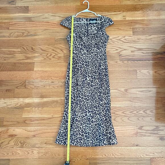 Anthropologie The Cecily Midi Dress Womens XS Brown Tan Animal Print Fit & Flare - Picture 9 of 9